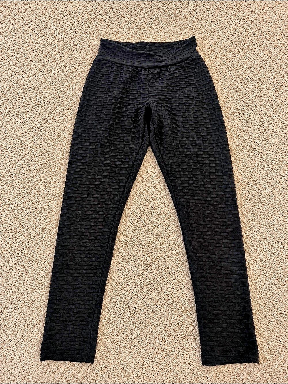 Jolie & Joy Black Honeycomb Textured Scrunch Leggings Size Small